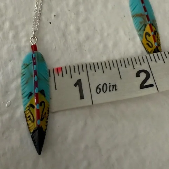 Handcrafted Feather Pendant Necklace - Picture 4 of 7